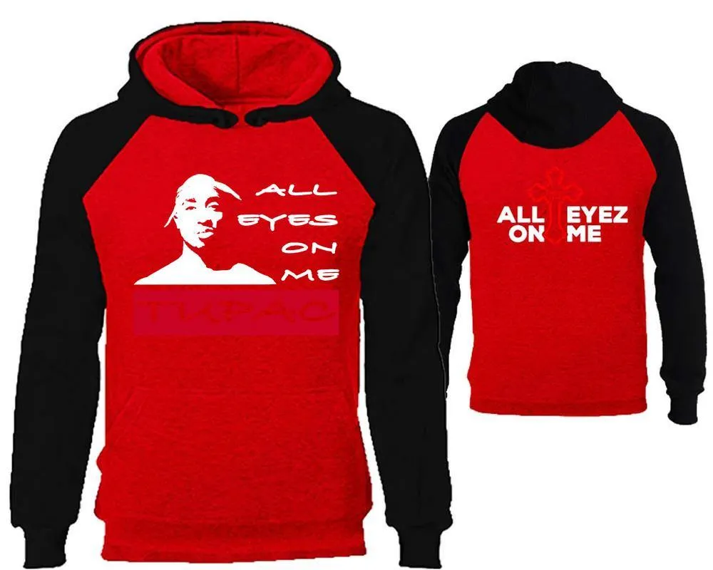 All Eyes On Me Raglan Hoodie with Extendend Back Design, Rap, Hip-Hop R&B Inspired Hoodie