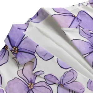 All-Over Print Women's Leisure Blazer | 245GSM Cotton purple flower print