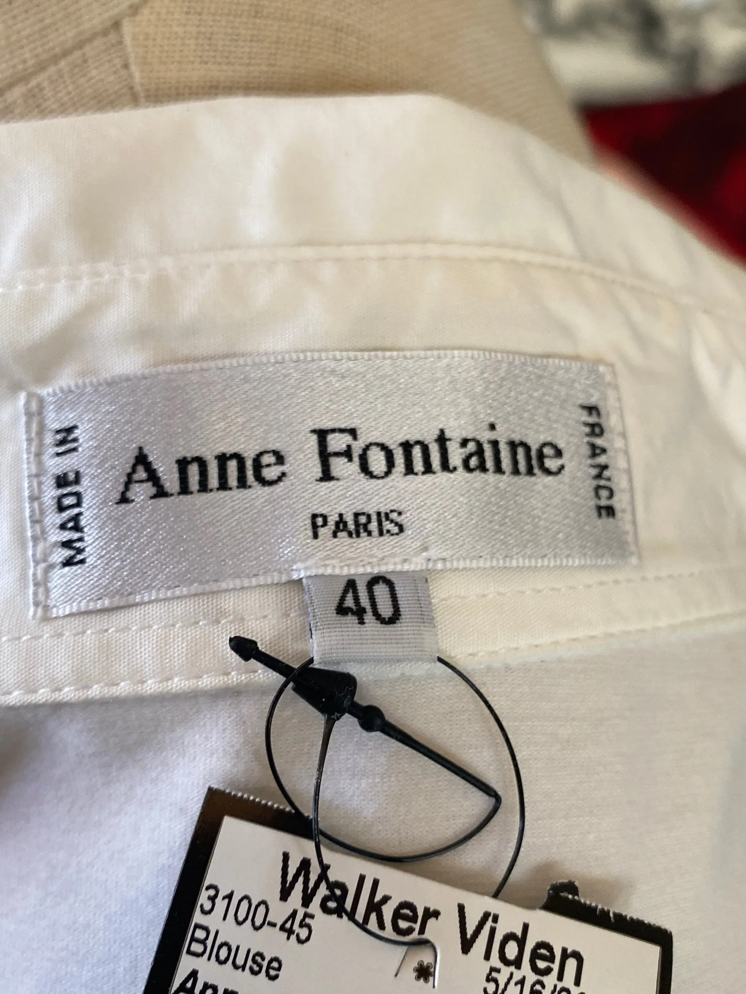 Anne Fontaine Size 40 White Stretch Cotton Ruffle Neck Blouse NWT