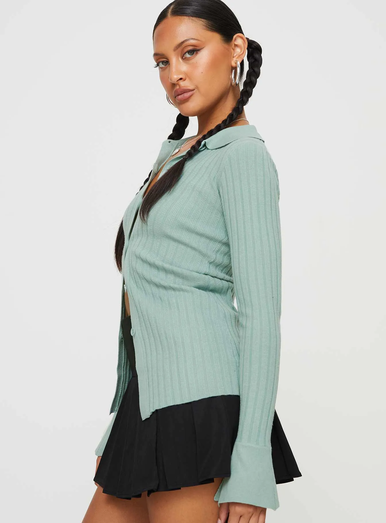 Anneke Collared Cardigan Green