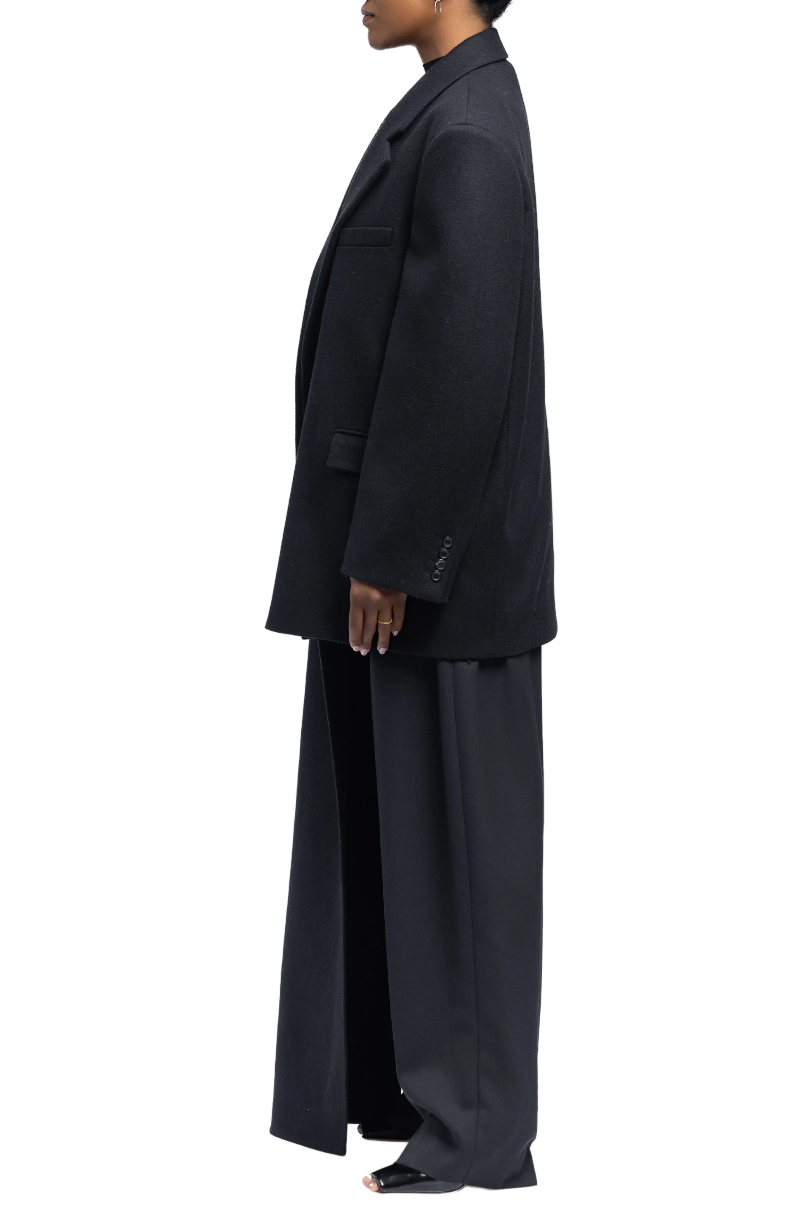 Asymmetric Wool Panel Coat