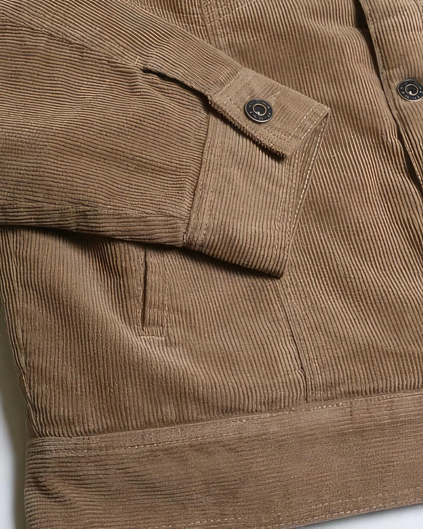 Casual Corduroy Lined Trucker Jacket Sand Brown