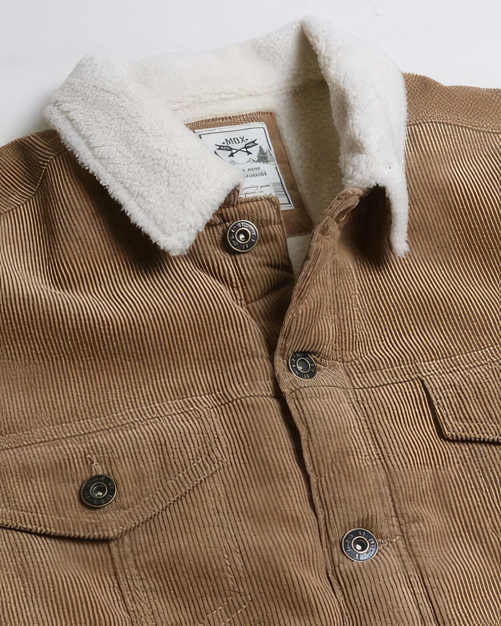 Casual Corduroy Lined Trucker Jacket Sand Brown