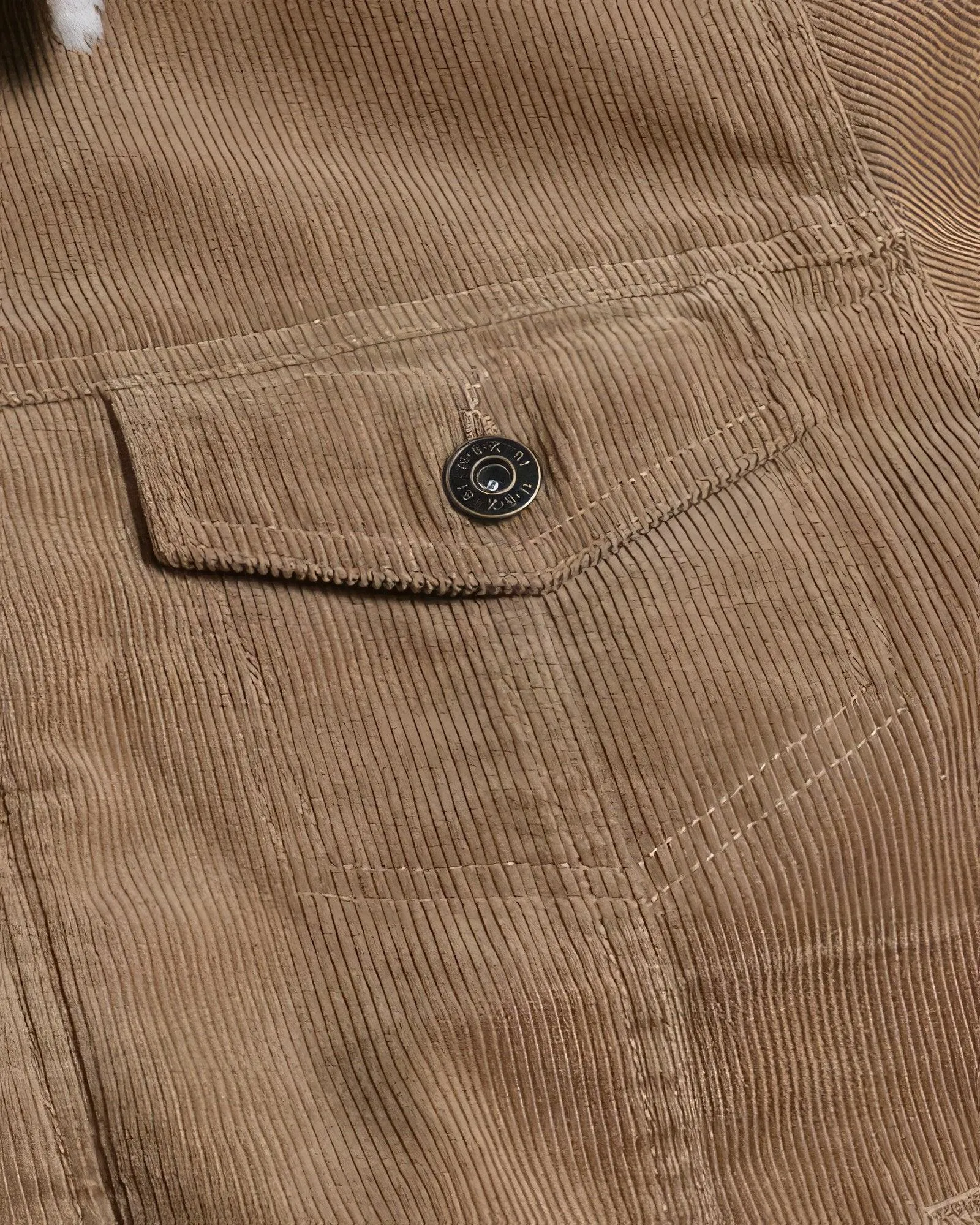 Casual Corduroy Lined Trucker Jacket Sand Brown