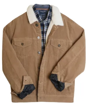 Casual Corduroy Lined Trucker Jacket Sand Brown