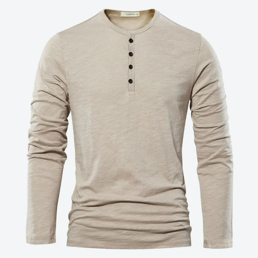 Casual Long-Sleeve Henley T-Shirts