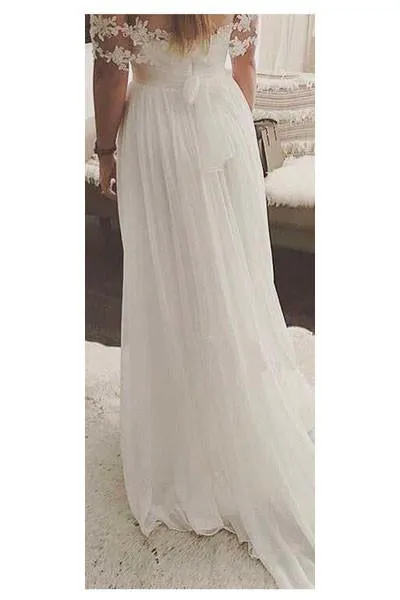 Charming A-Line Wedding Dresses Long Appliques Wedding Dresses Wedding Dresses WD02