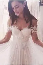 Charming A-Line Wedding Dresses Long Appliques Wedding Dresses Wedding Dresses WD02