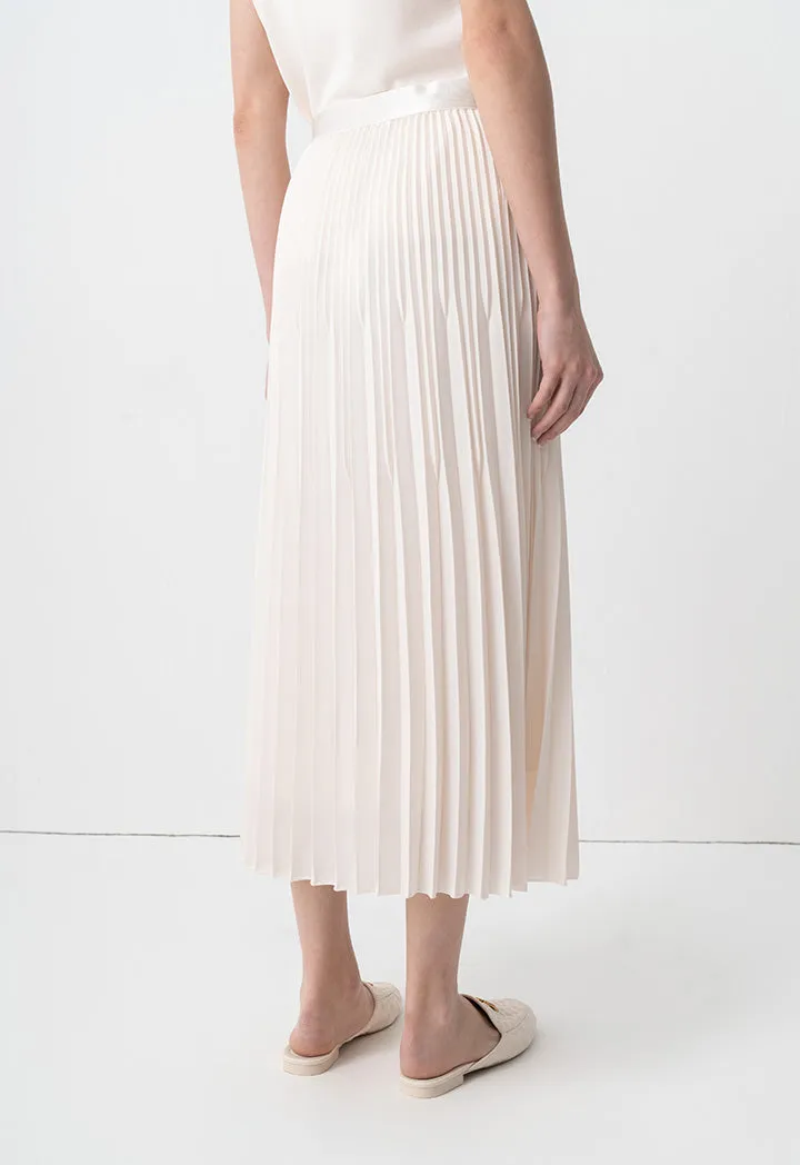 Choice Basic Pleated Flared Skirt Cream