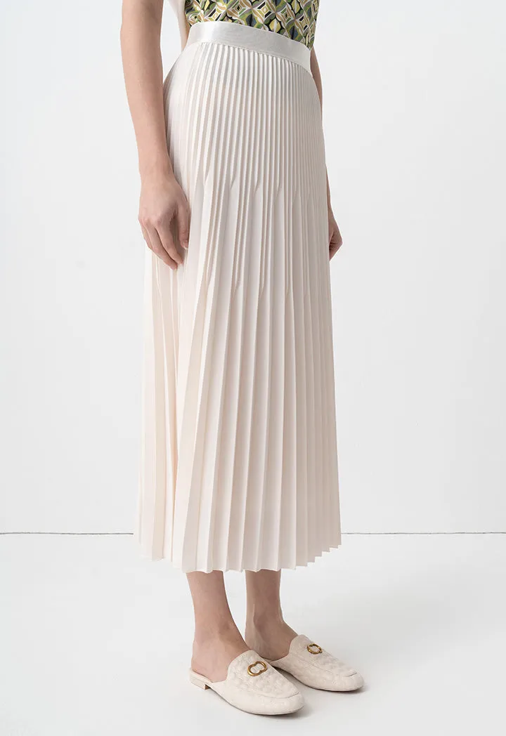 Choice Basic Pleated Flared Skirt Cream