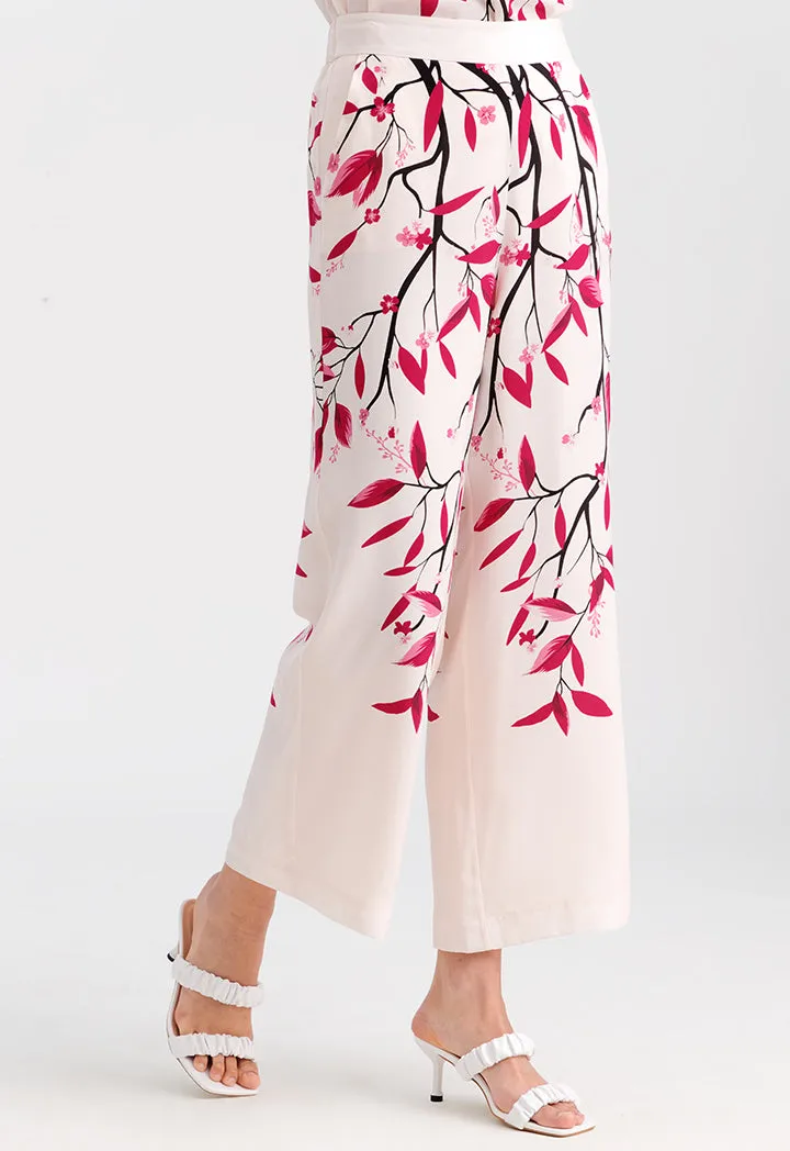 Choice Printed Wide Leg Culottes Light Beige