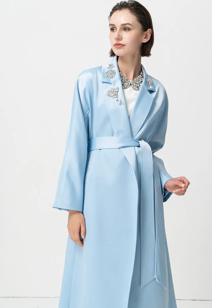 Choice Solid Outerwear With Collar-Embellished Mint