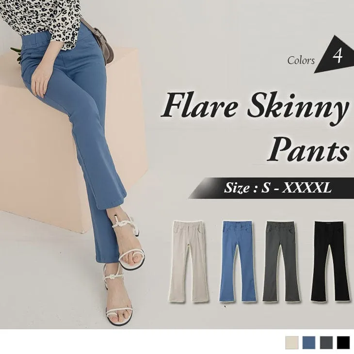 ELASTIC WAIST FLARE SKINNY PANTS