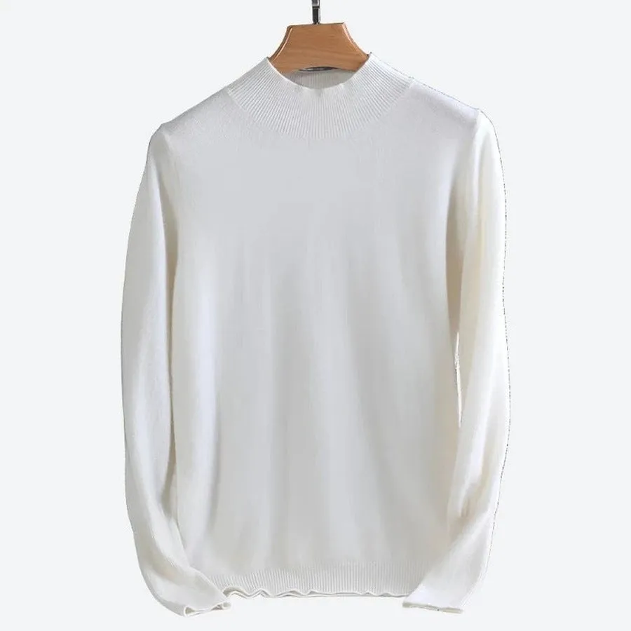 Elegant Mock Neck Long-Sleeve Sweaters