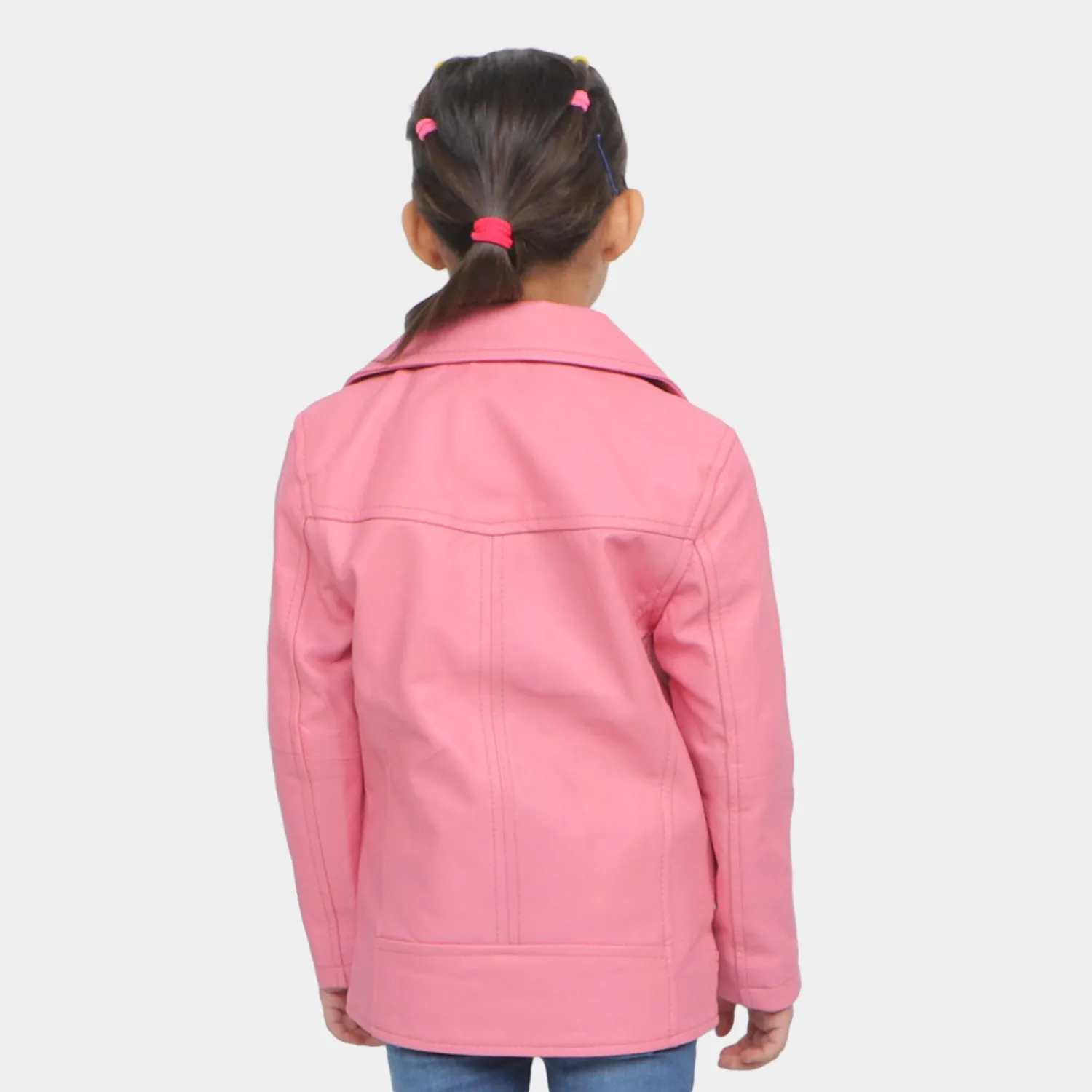 Girls Genuine Sheep Leather Jacket - Pink