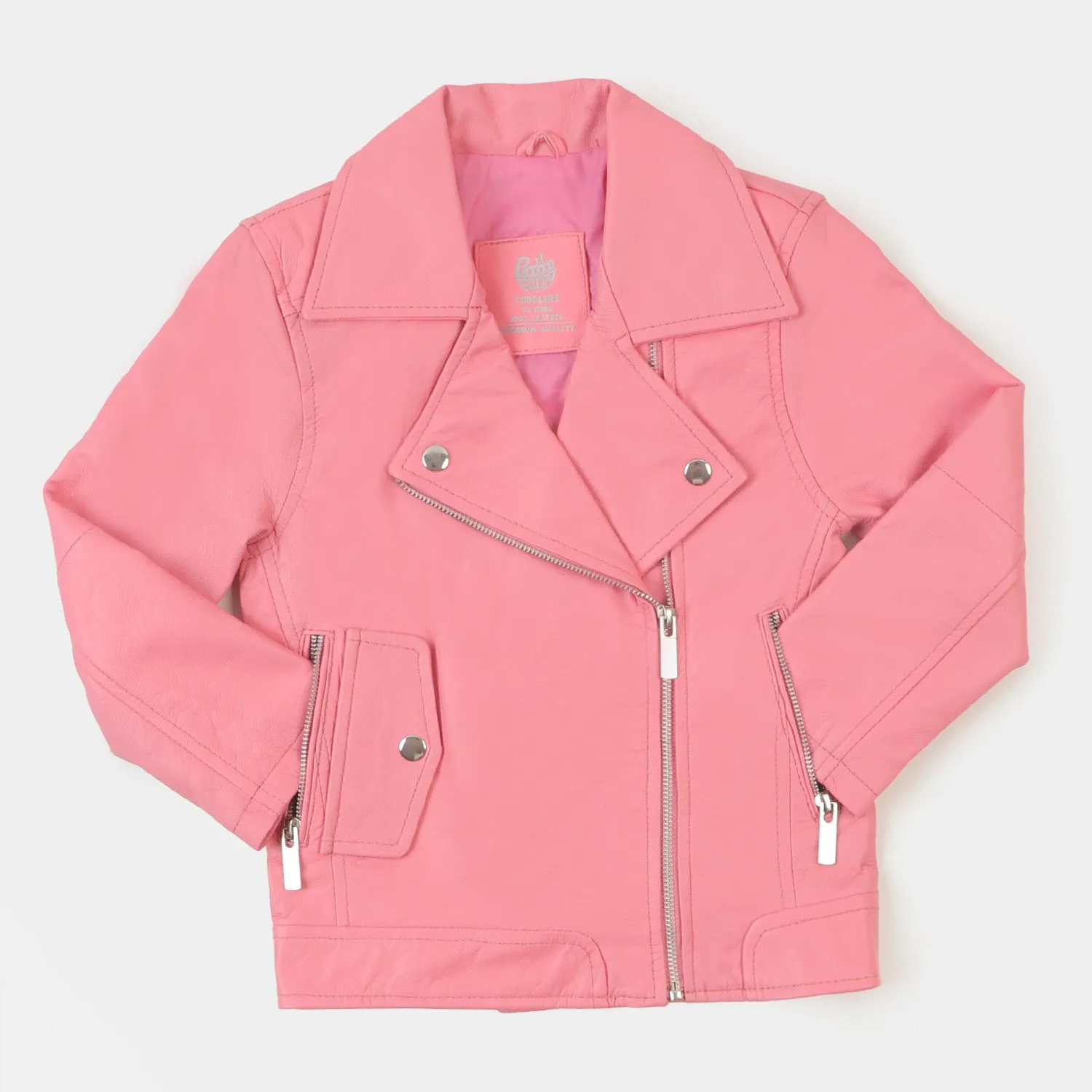 Girls Genuine Sheep Leather Jacket - Pink