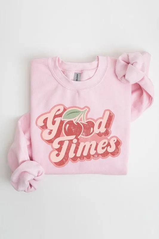 Good Times Cherry Fruit Graphic Fleece Sweatshirts