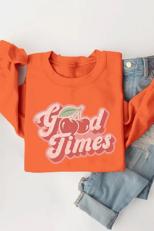 Good Times Cherry Fruit Graphic Fleece Sweatshirts