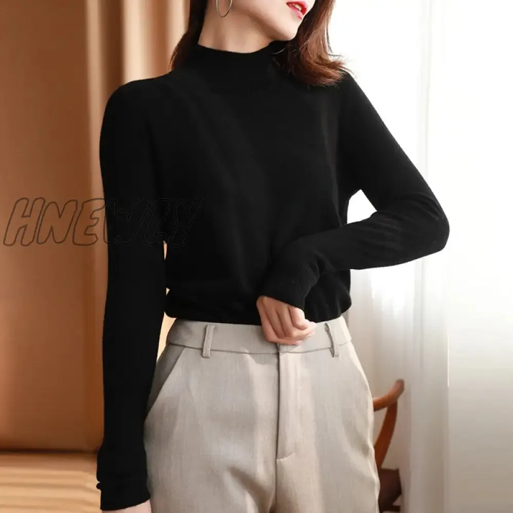 Hnewly autumn winter chic bottom sweaters women fashion turtleneck pullover slim long sleeve knitted Jumper Soft Warm Pull Femme  Womens Sweaters