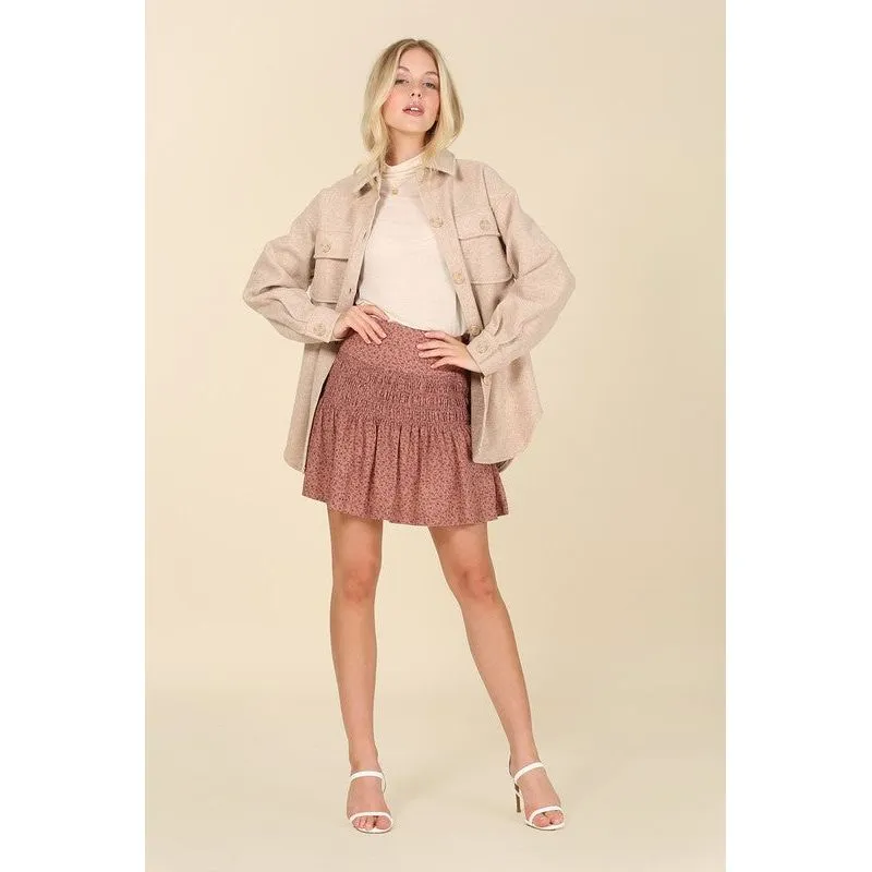 LILOU Light beige shacket with pockets