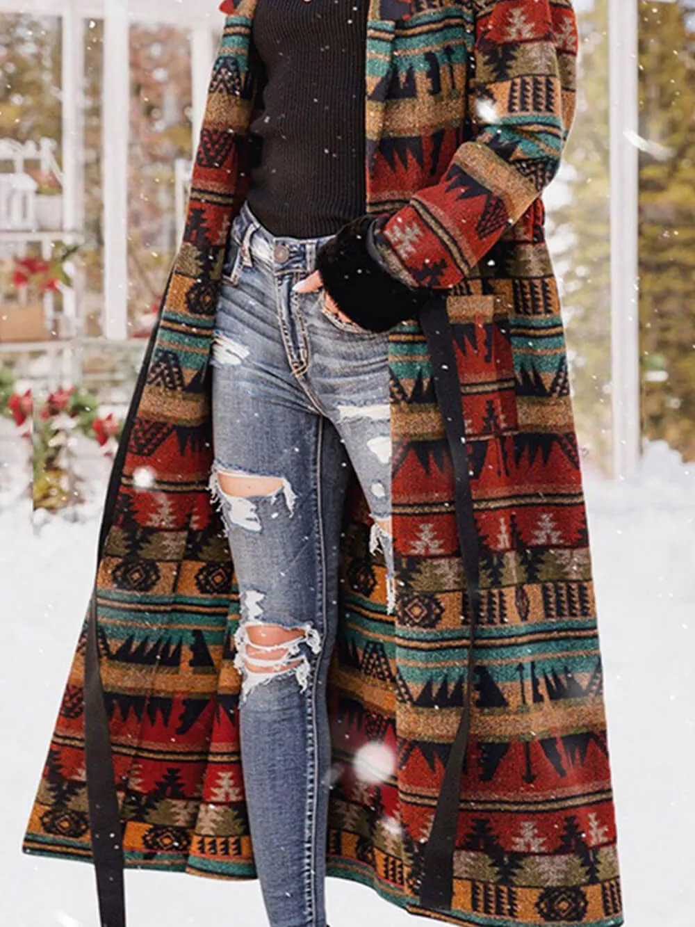 Long Navajo Nordic Lapel Coat