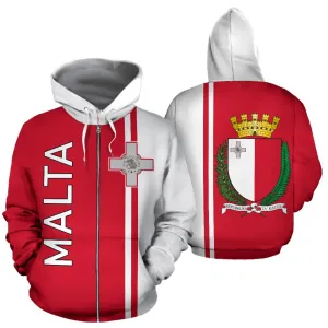 Malta All Over Zip-Up Hoodie - Straight Version - Bn04