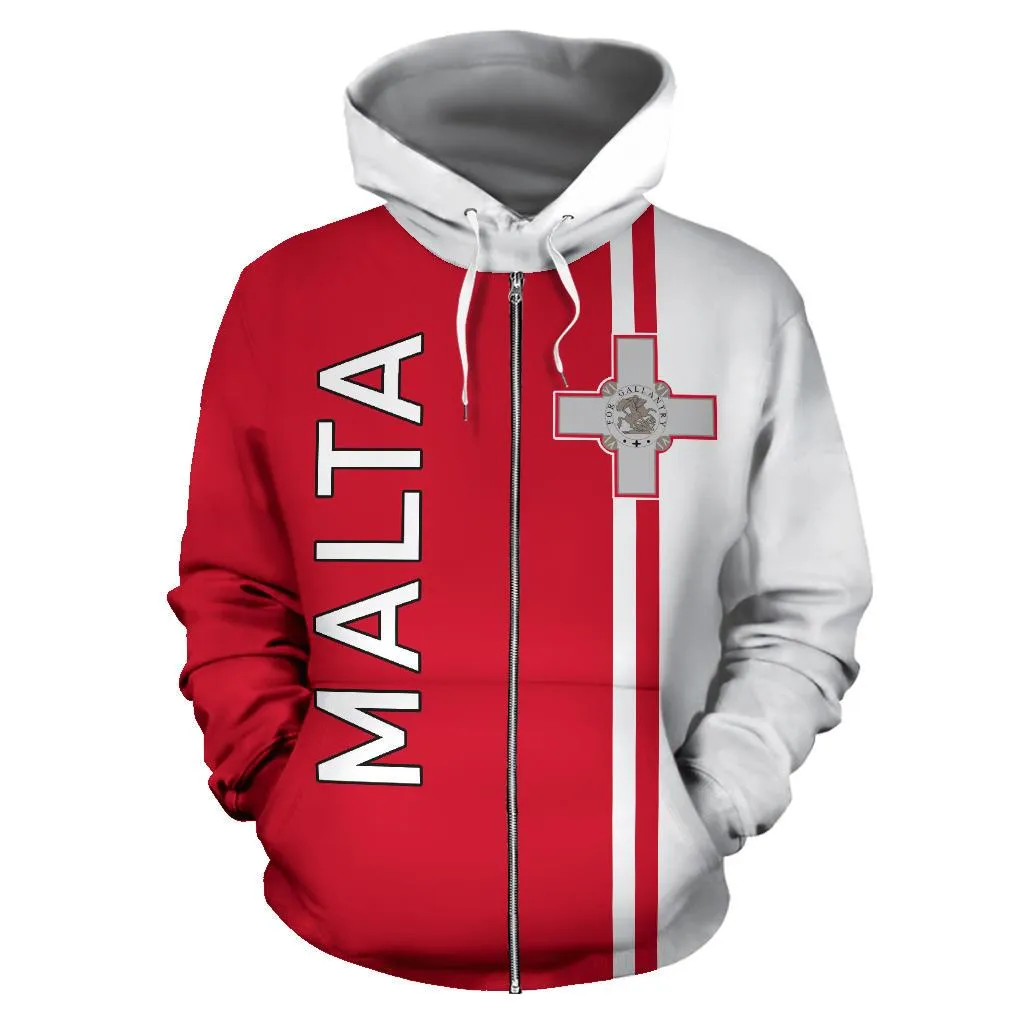 Malta All Over Zip-Up Hoodie - Straight Version - Bn04