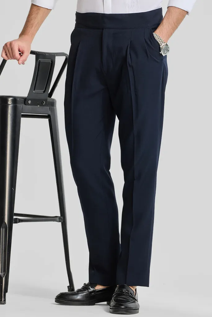 Men Navy Blue Korean Fashionable Trouser Perfect For Casual Outings Smart Casual events & Every Occasions