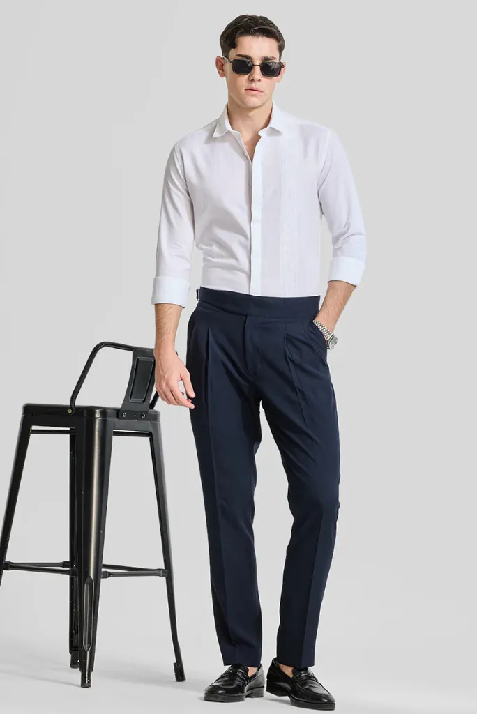 Men Navy Blue Korean Fashionable Trouser Perfect For Casual Outings Smart Casual events & Every Occasions