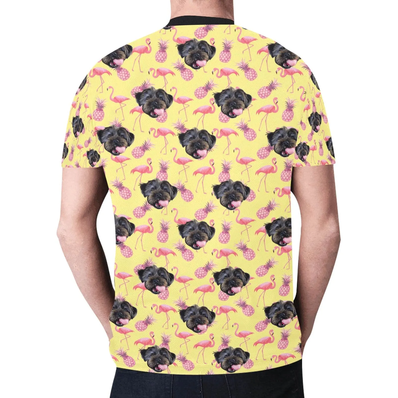 Mens Dog Photo T-Shirt - Flamingo Power