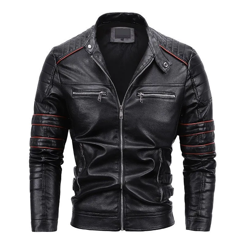 Men's Plus Velvet Motorcycle Leather Jackets