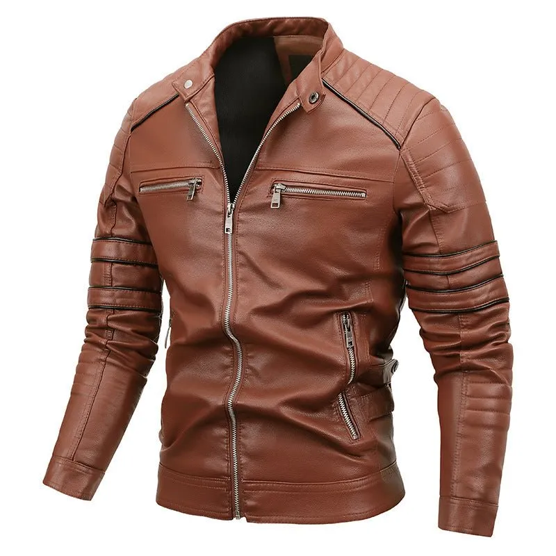 Men's Plus Velvet Motorcycle Leather Jackets