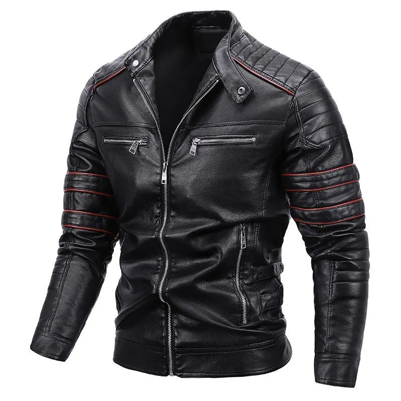 Men's Plus Velvet Motorcycle Leather Jackets