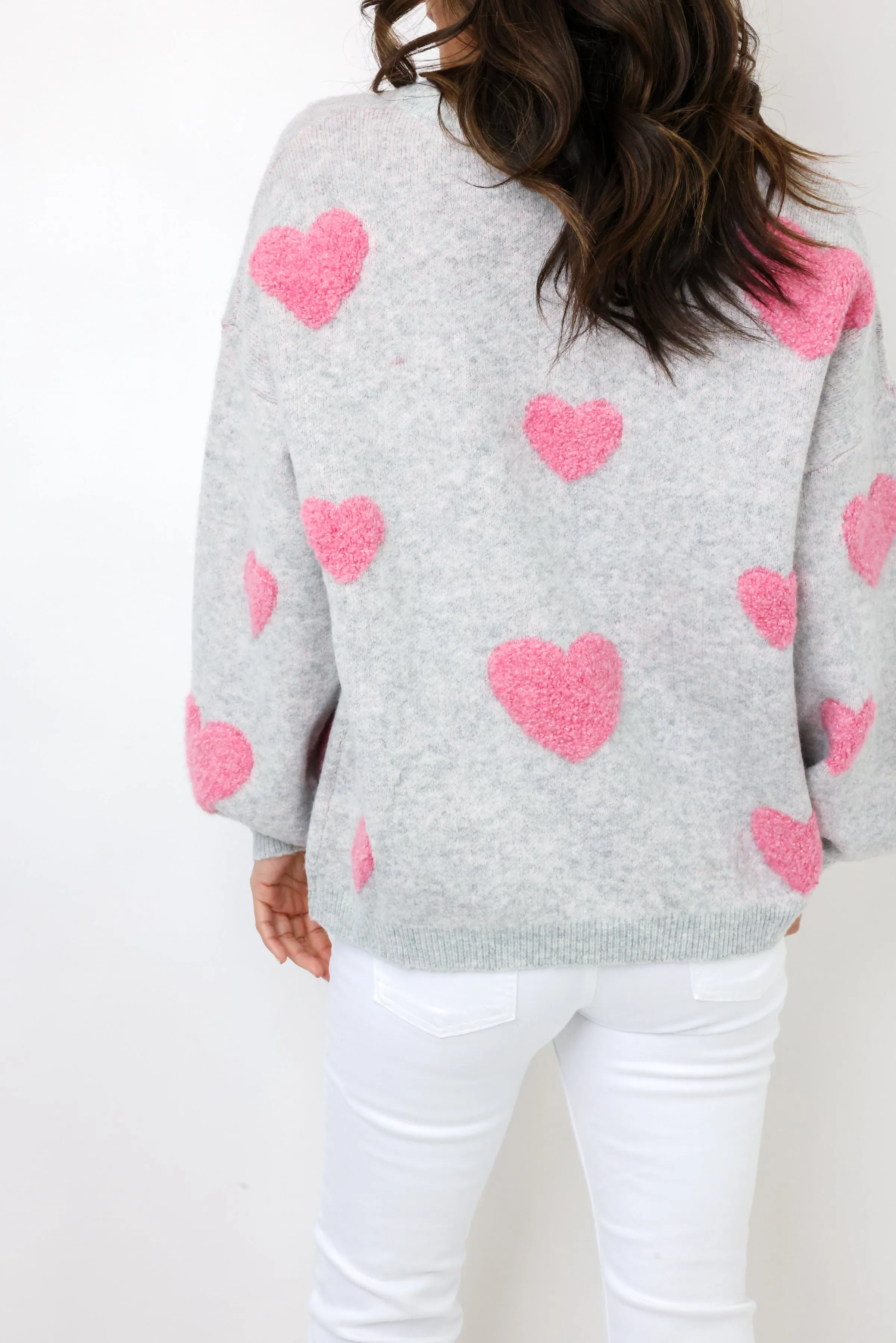 Miracle Fuzzy Heart Pattern Sweater