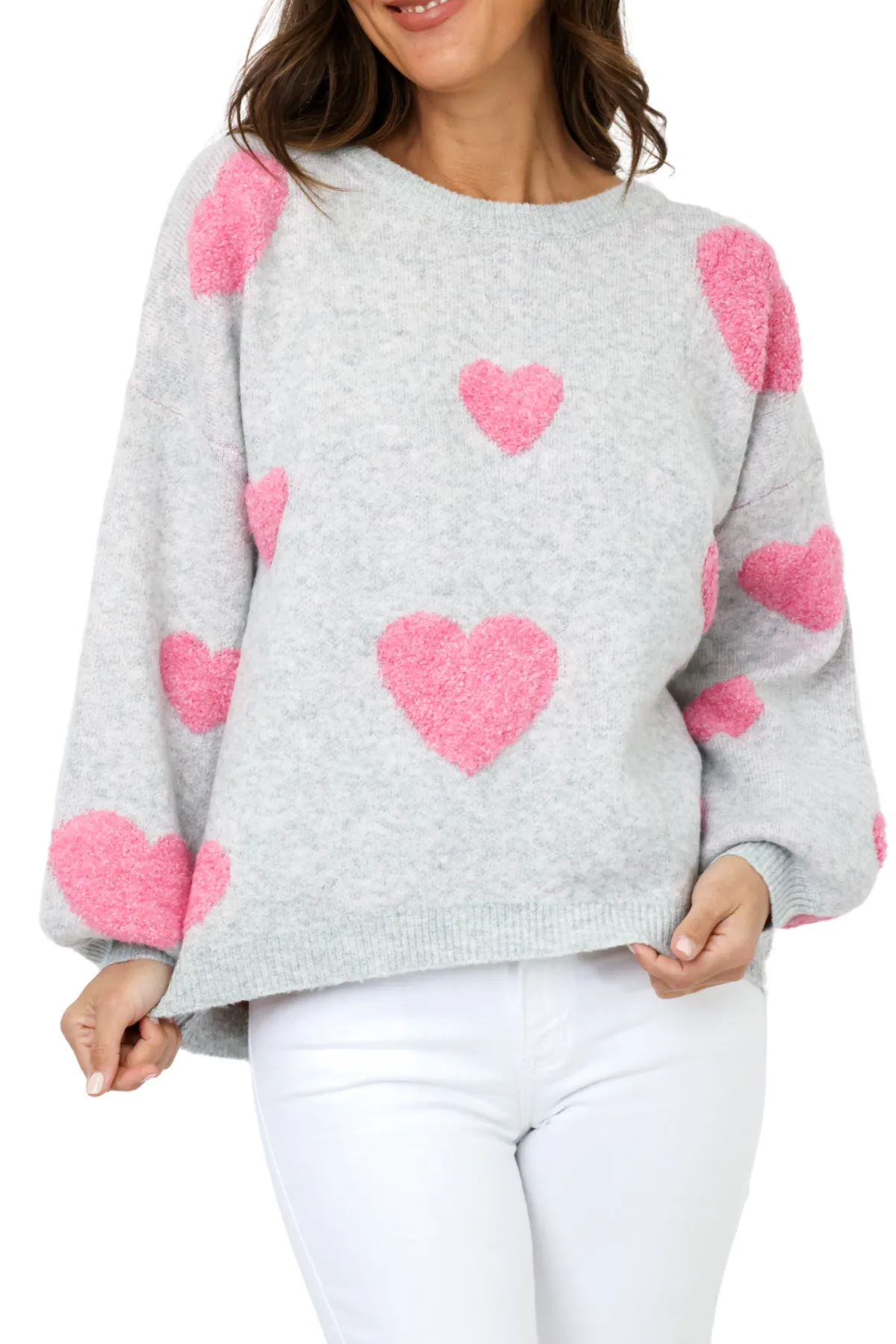 Miracle Fuzzy Heart Pattern Sweater