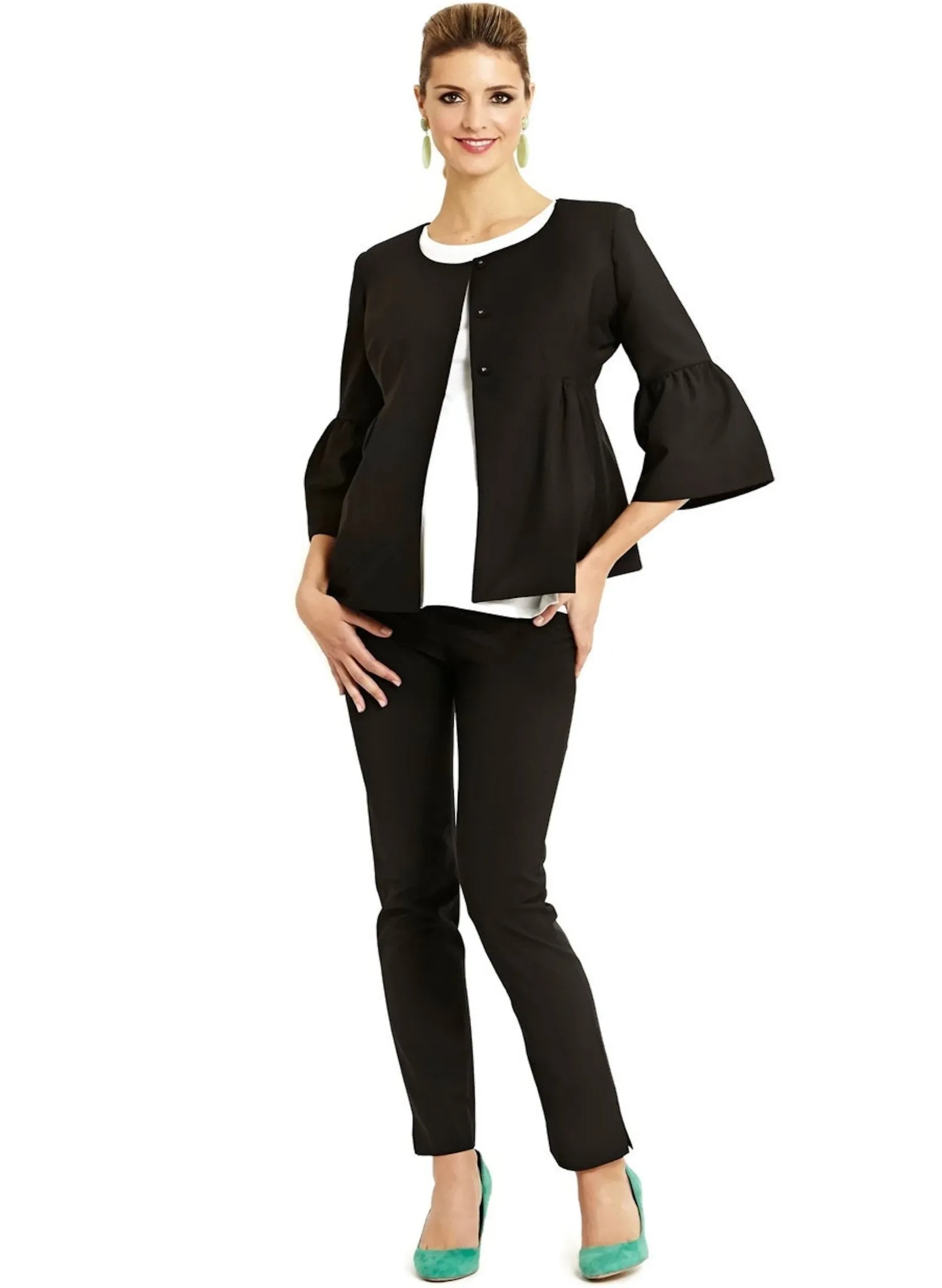 Oslo Ruffle Sleeve Maternity Jacket - Black