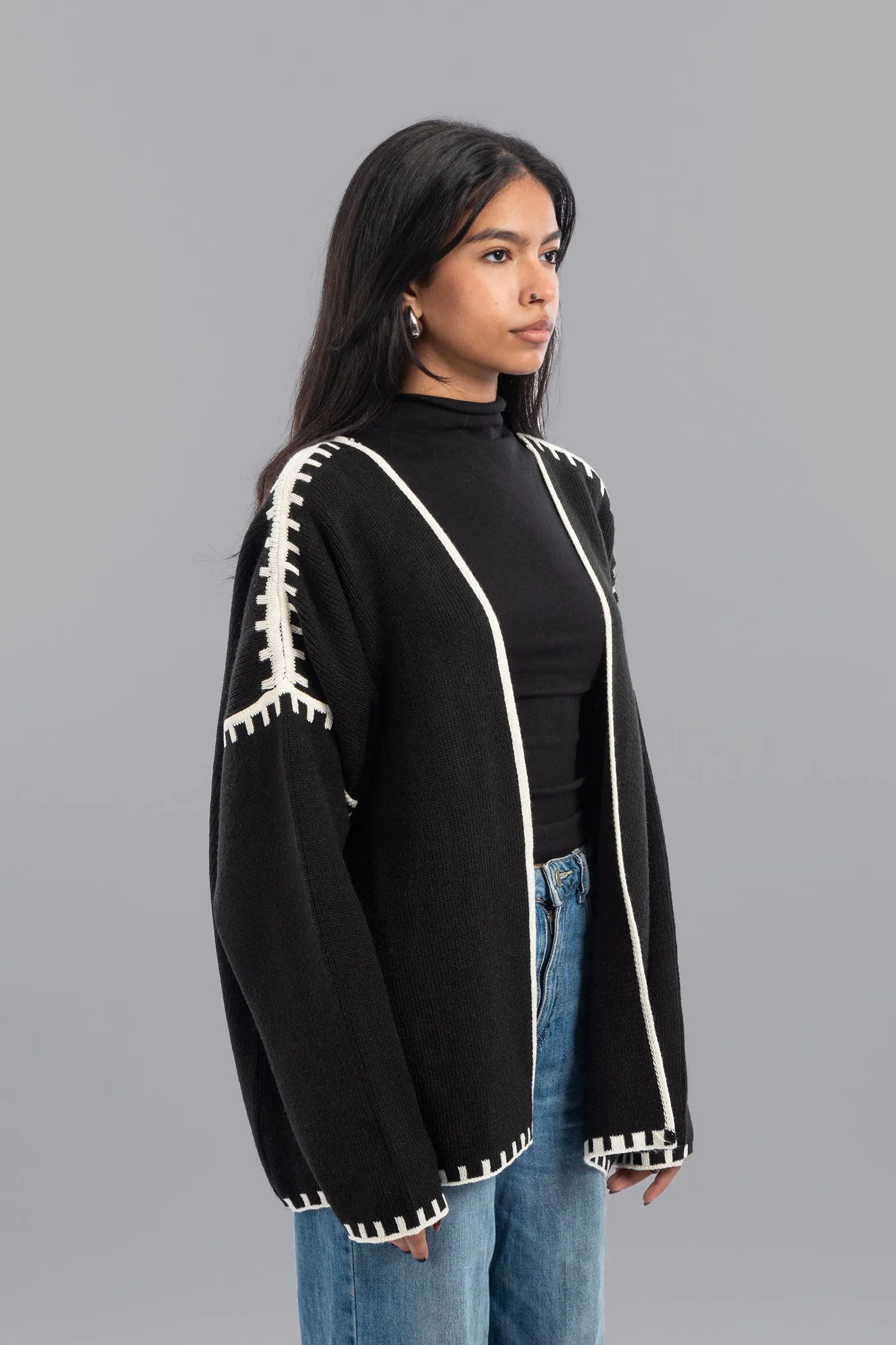 Outlined Knitted Cardigan - Mitcha Label