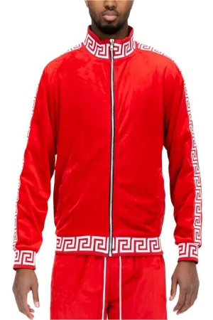 Pattern Trim Velour Track Jackets