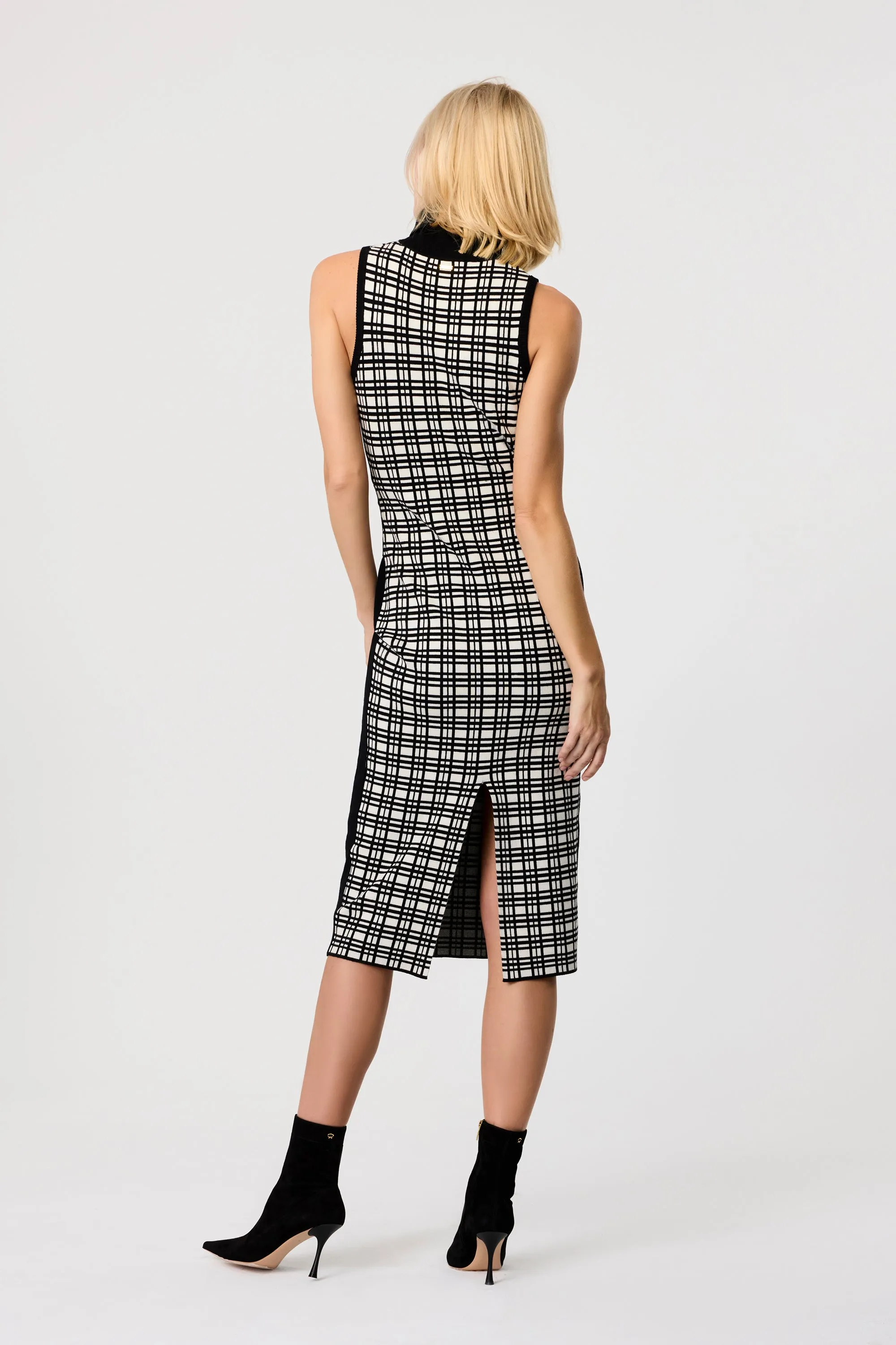 Peggy Sleeveless Turtle Neck Knit Tie Front Dress