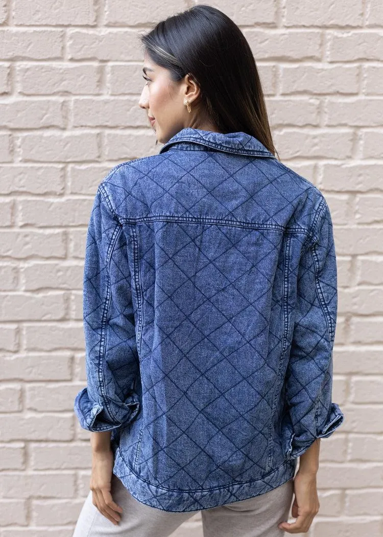 Phoenix Quilted Shirt Jacket - Blue Wash