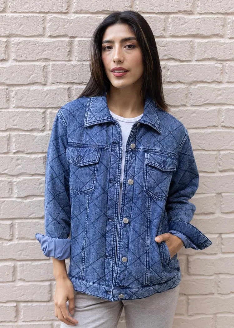 Phoenix Quilted Shirt Jacket - Blue Wash