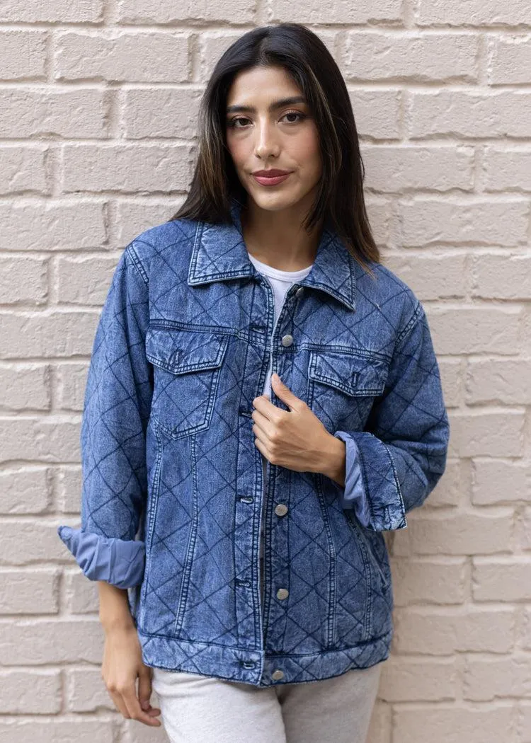 Phoenix Quilted Shirt Jacket - Blue Wash