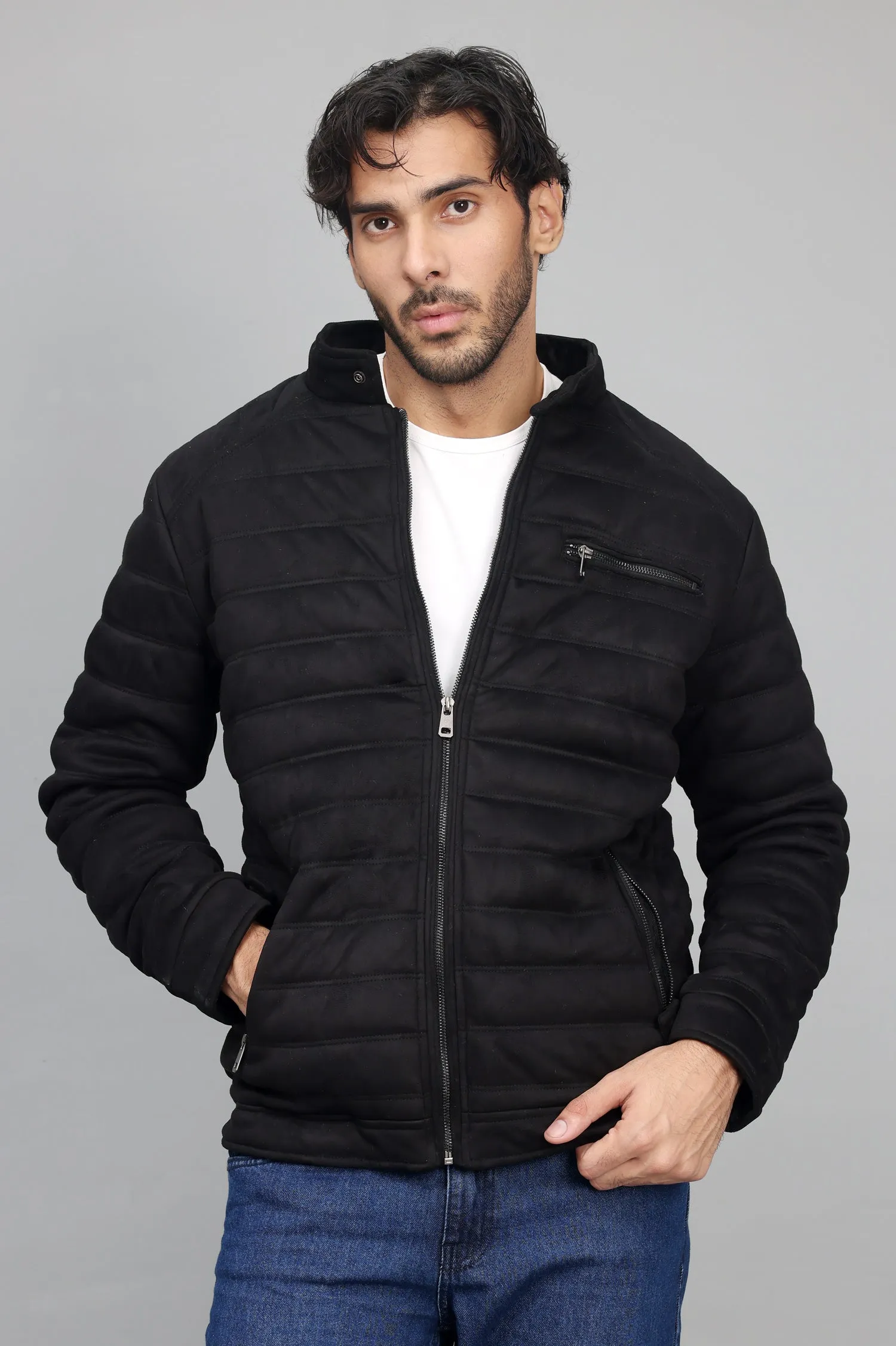 QUILTED COMFORT JACKET-BLACK