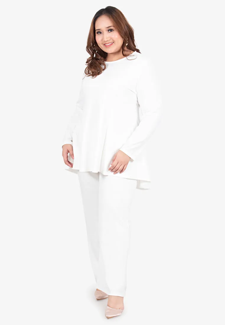 Ribah Demure Flared Top - White