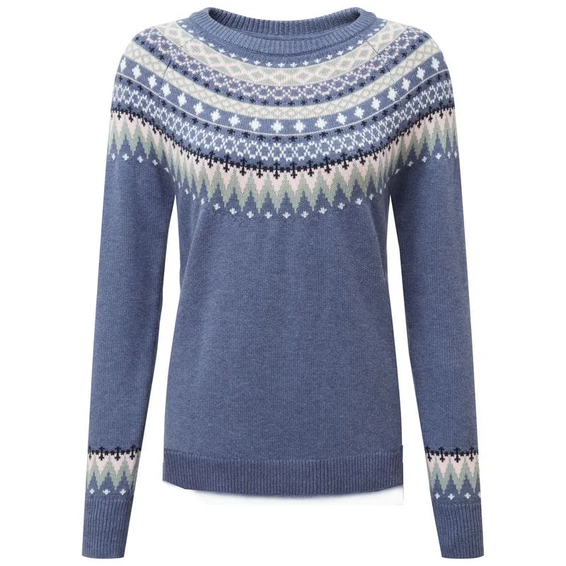 Schoffel Shetland Fairisle Ladies Jumper - Slate Blue Fairisle