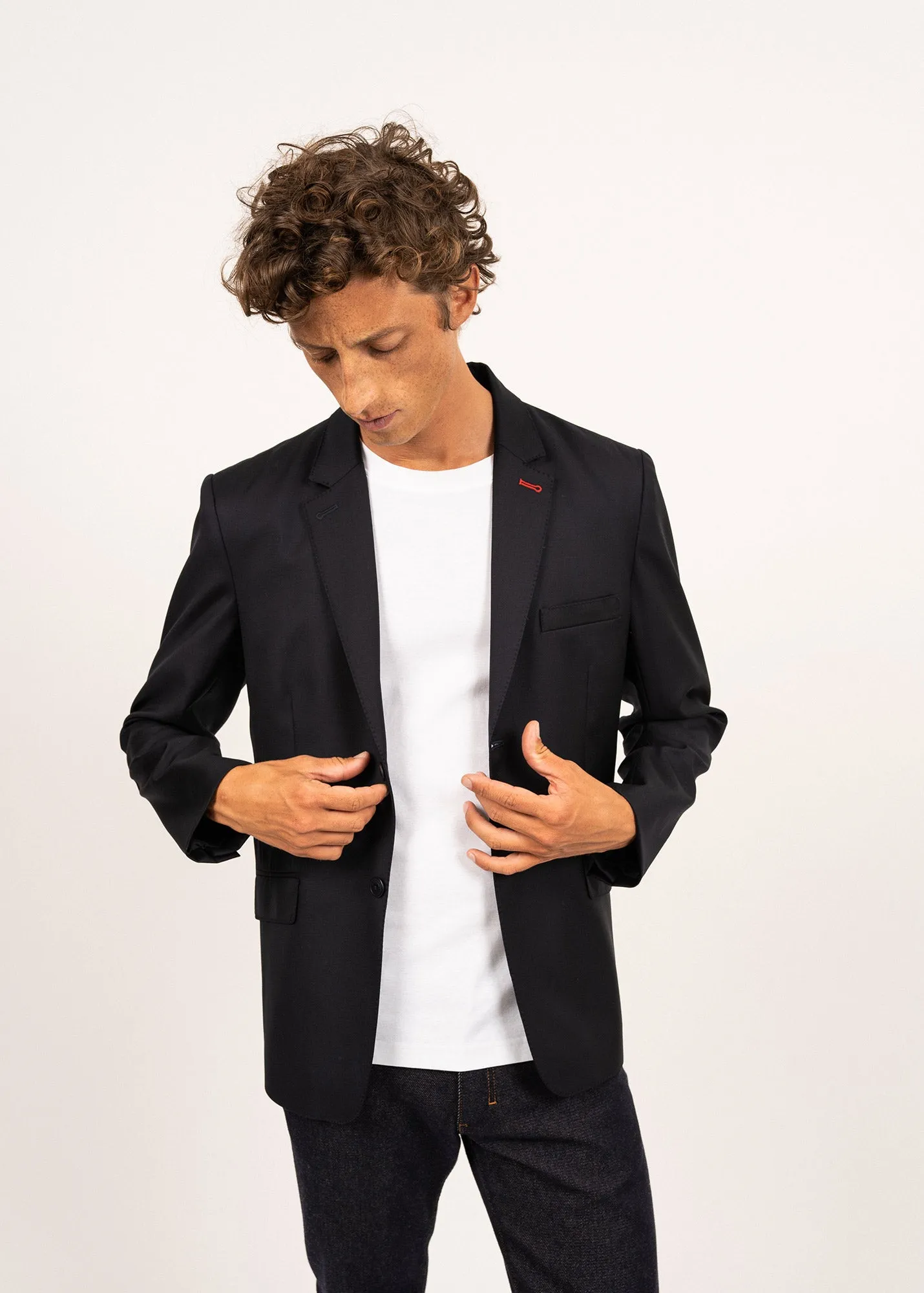 St Benoit wool cloth blazer - with tone on tone elbow patches (NAVY)