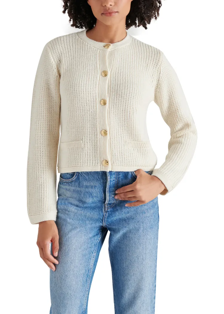 Steve Madden Fantino Sweater Jacket- Cream