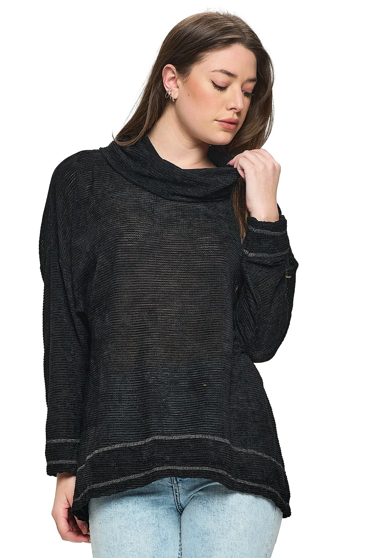 Sweater Top Slouchy Oversized Cowl Neck