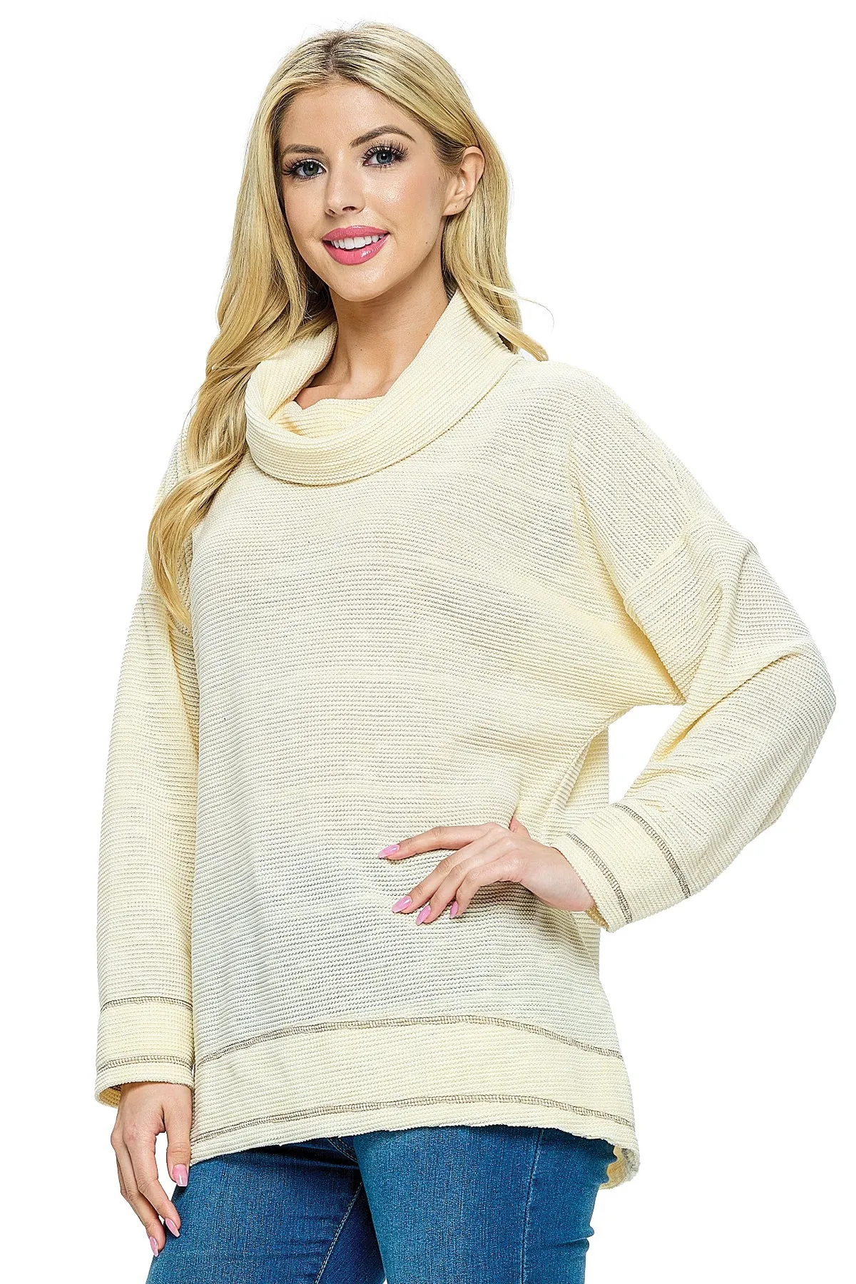 Sweater Top Slouchy Oversized Cowl Neck