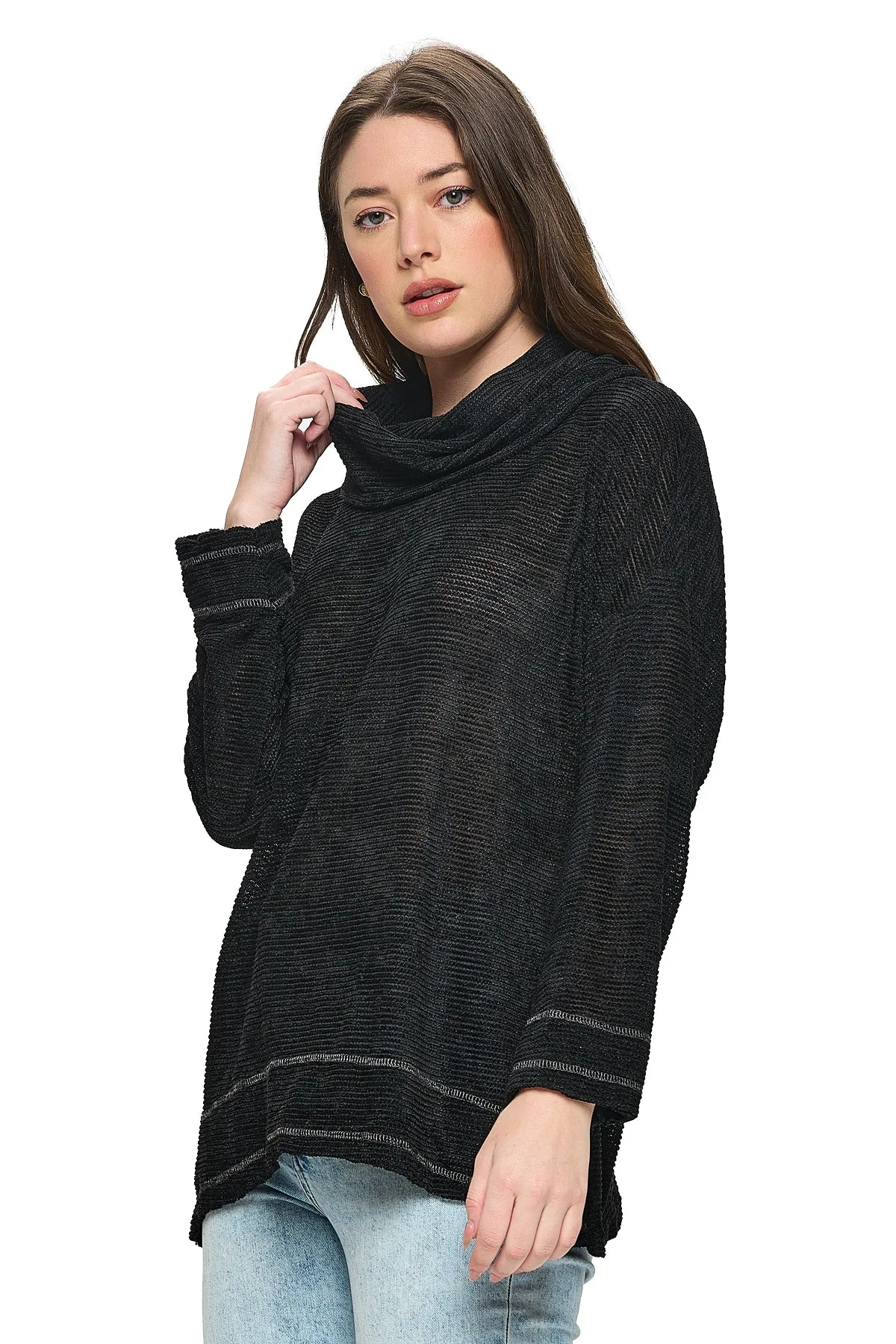 Sweater Top Slouchy Oversized Cowl Neck